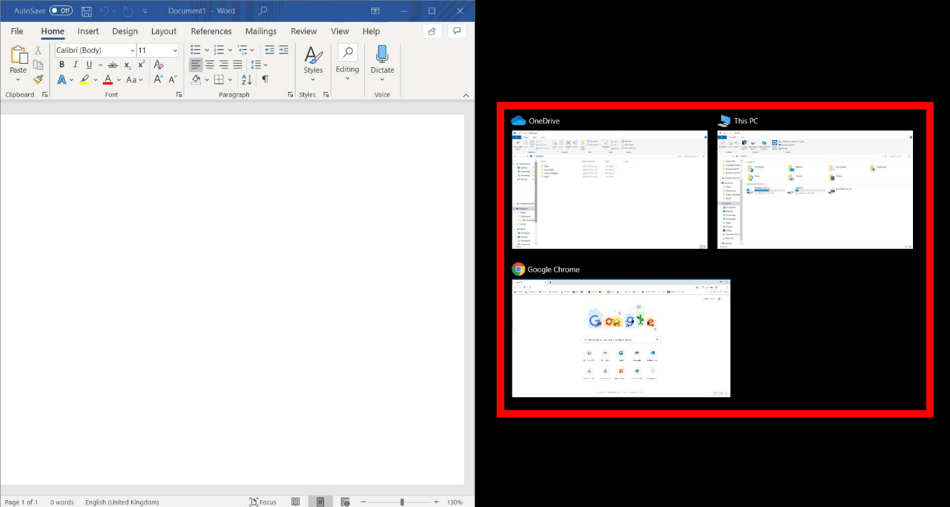 Dividir la pantalla en Windows 10 y miniatura de las ventanas