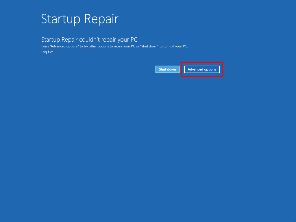 Recuperación del sistema de Windows 8: la reparación automática de Windows 8 ha fallado