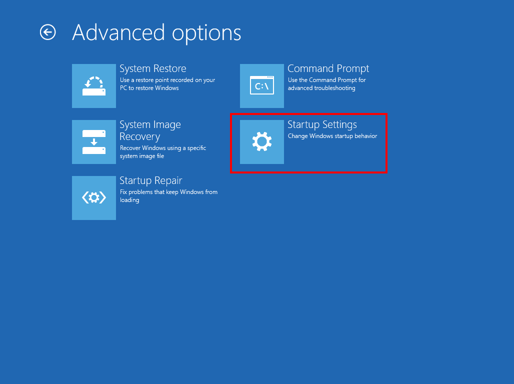 Recuperación del sistema de Windows 8: opciones avanzadas con la configuración de inicio