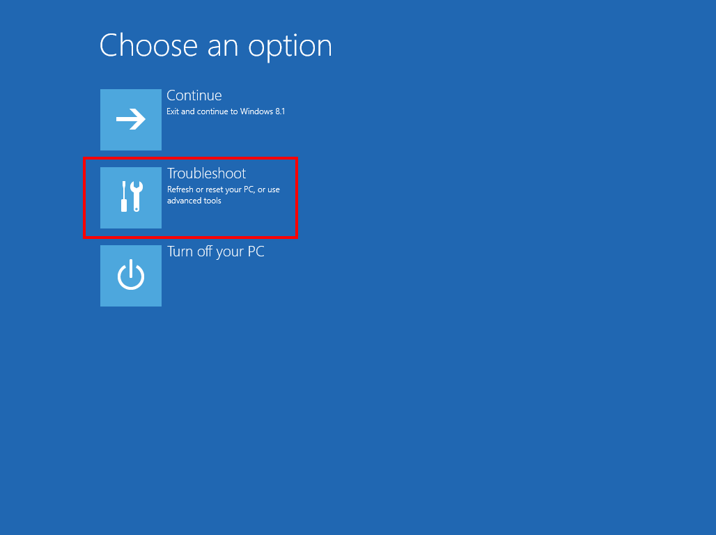Recuperación del sistema de Windows 8: selección de opciones de reparación