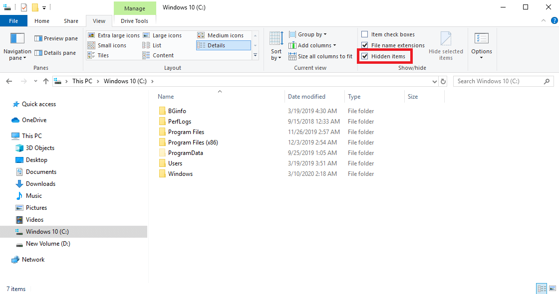 Ver carpetas y archivos ocultos en Windows 10 