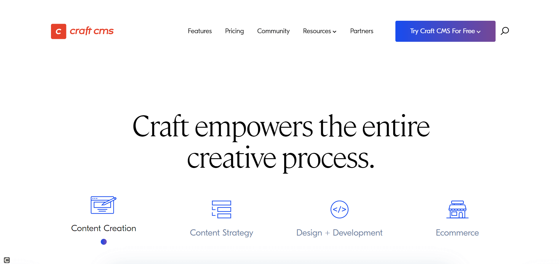 Página de inicio de Craft