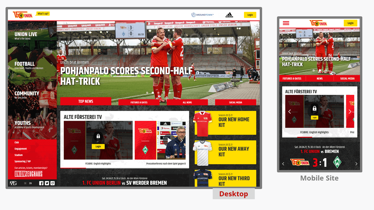 Página web del equipo de fútbol Union Berlin