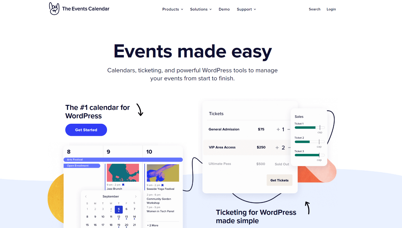 Captura de pantalla de la página del plugin para WordPress The Events Calendar