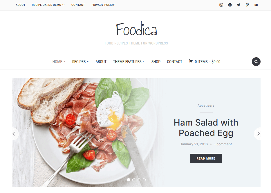 Plantilla Foodica de WordPress hecha por WPZOOM