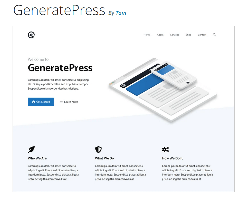 Vista previa de la plantilla GeneratePress de WordPress en WordPress.org