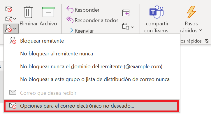 Configurar y comprobar un filtro de spam en Outlook - IONOS