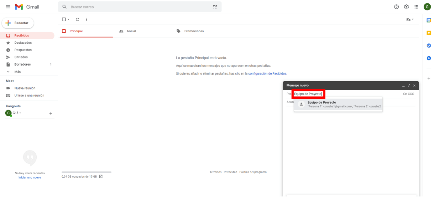 Gmail: enviar un correo electrónico al grupo de correos de Gmail