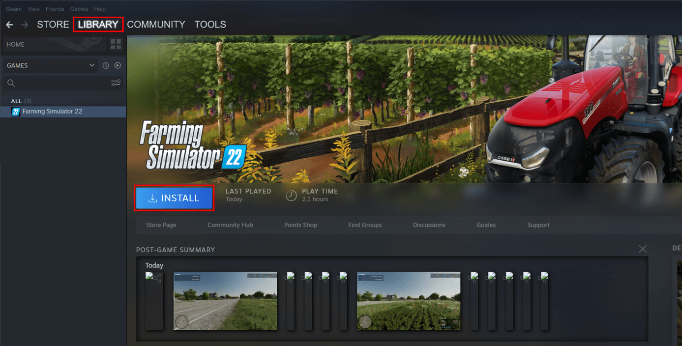 Instalación de Farming Simulator 22 a través de Steam