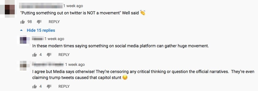 Captura de pantalla: comentarios insultantes en un video de YouTube