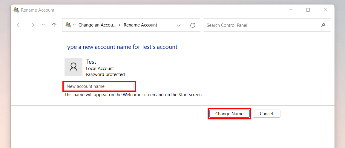Windows 11: Cambiar el nombre de usuario - Cuenta local