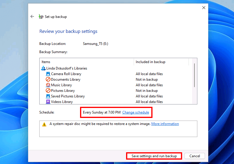 Windows 11: Comprueba la configuración de las copias de seguridad