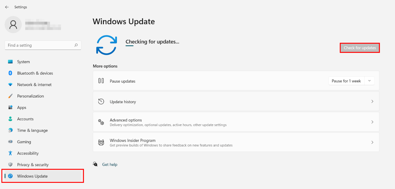 Configuración de Windows 11 con la opción de menú “Windows Update”