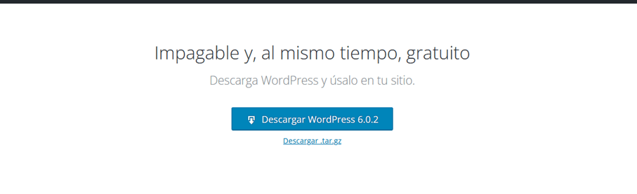 Captura de pantalla de la página web de WordPress “wordpress.org”