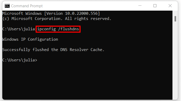Windows 11: borrar la caché DNS a través de la línea de comandos