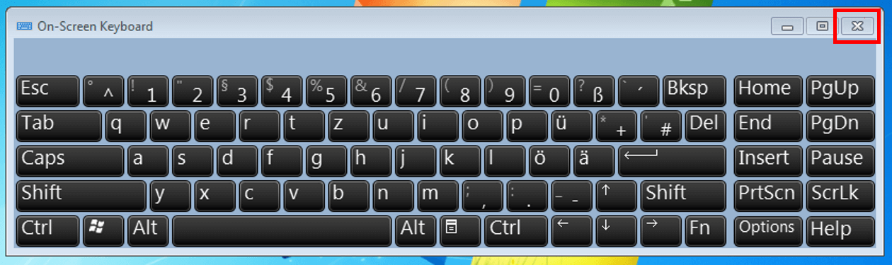 Cierra el teclado haciendo clic en la “x” de la parte superior derecha del teclado