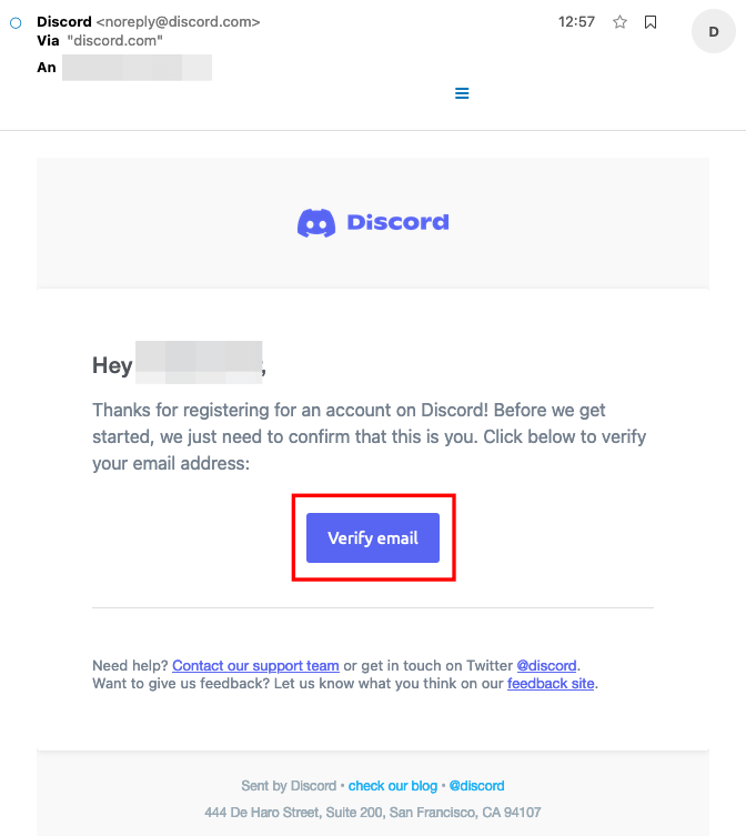 Verificación de tu email para Discord