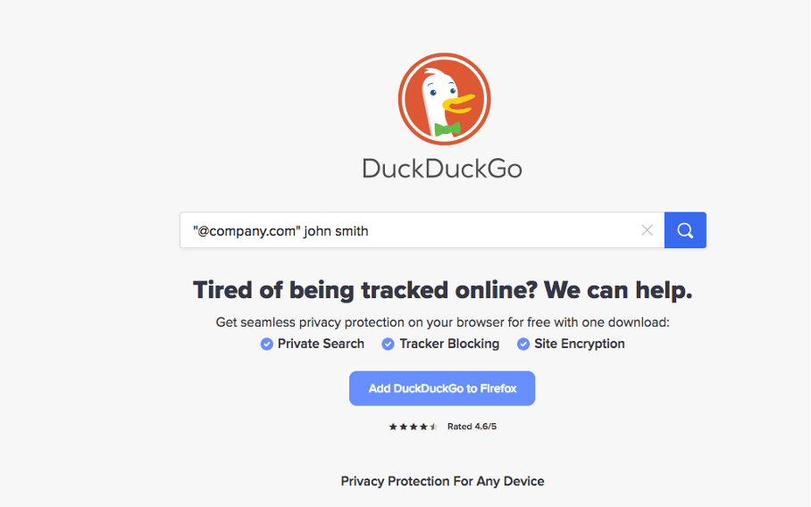 Captura del motor de búsqueda DuckDuckGo