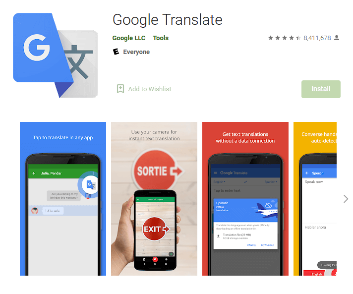 Traductor de Google en Google Play Store