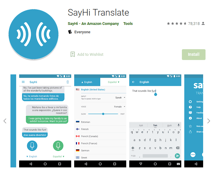 SayHi Translate en Google Play Store
