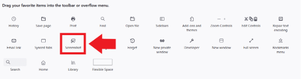 Añadir el símbolo de screenshot a la barra de herramientas del navegador