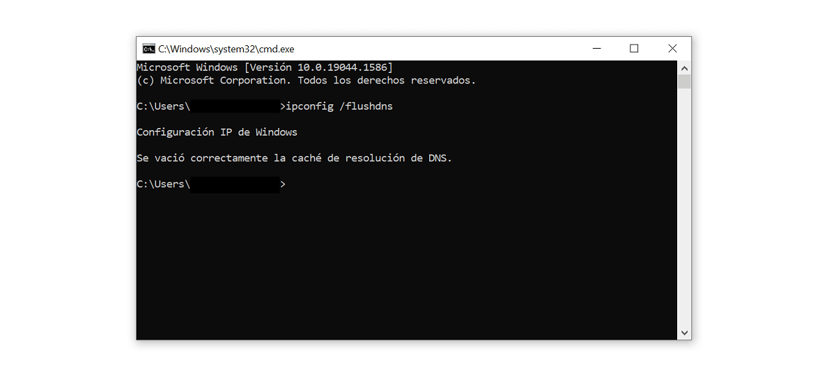 Flush DNS vía “ipconfig /flushdns” en Windows 11