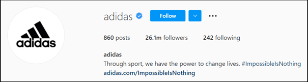 Biografía de Instagram de Adidas