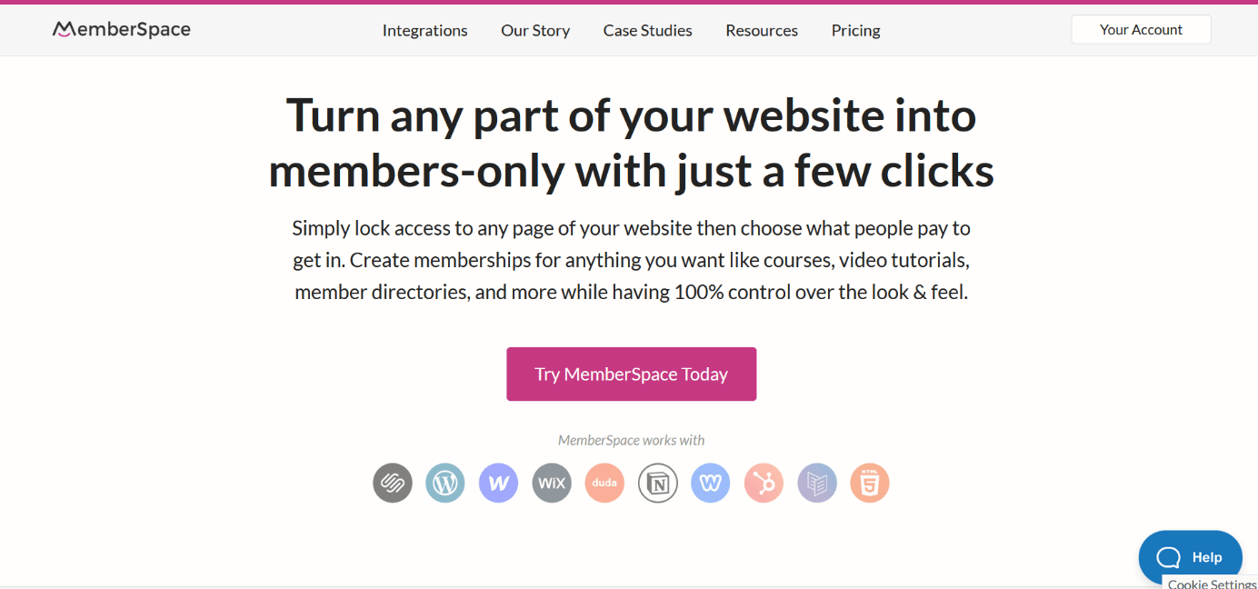 Captura de la web de MemberSpace
