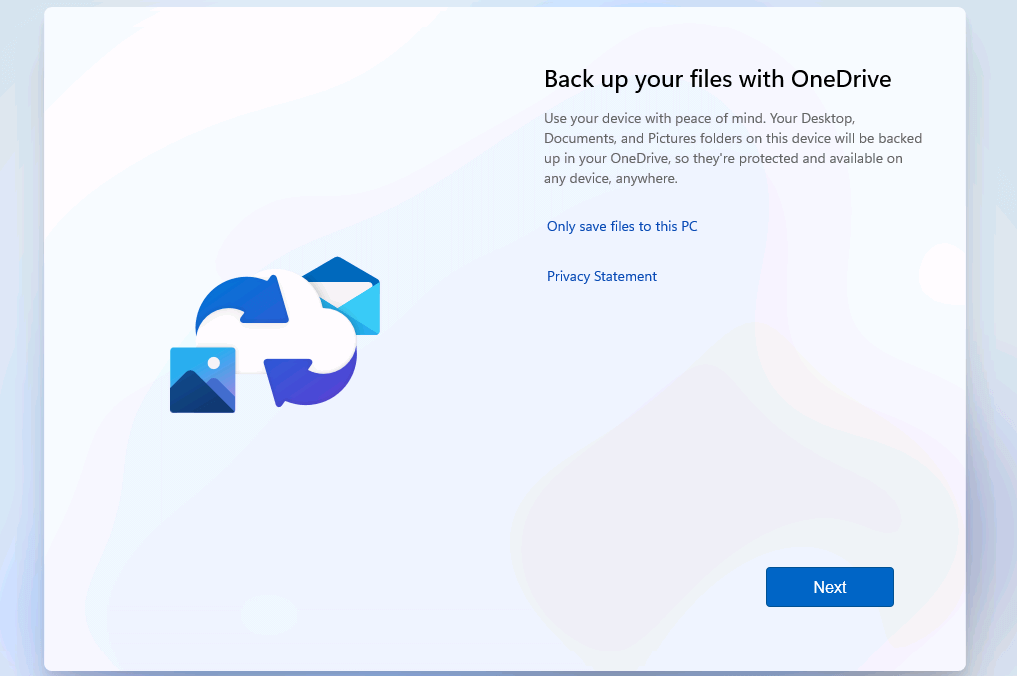 Configuración de OneDrive como parte de la actualización a Windows 11