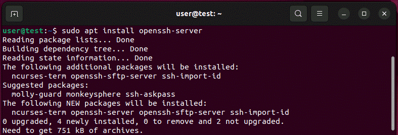 Instalación de OpenSSH en la terminal de Ubuntu