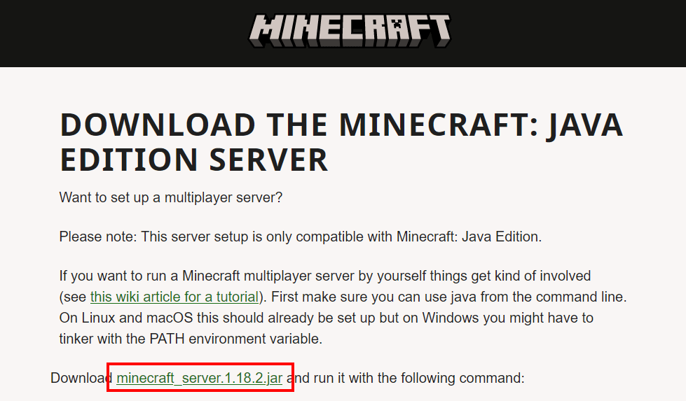 Captura de pantalla de minecraft.net