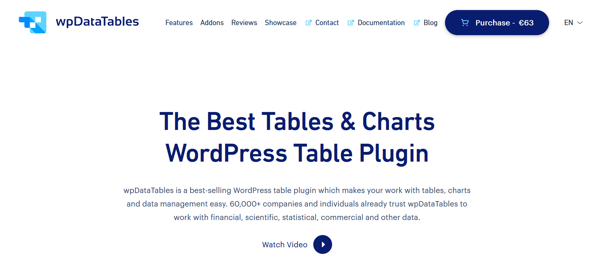 Captura de pantalla de la página web del plugin para tabla “wpDataTables”