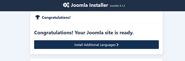 Mensaje después de la instalación de Joomla