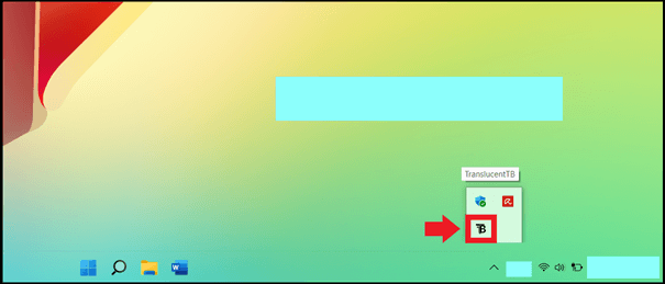 La aplicación TranslucentTB en el menú desplegable “Mostrar iconos ocultos” de la barra de tareas
