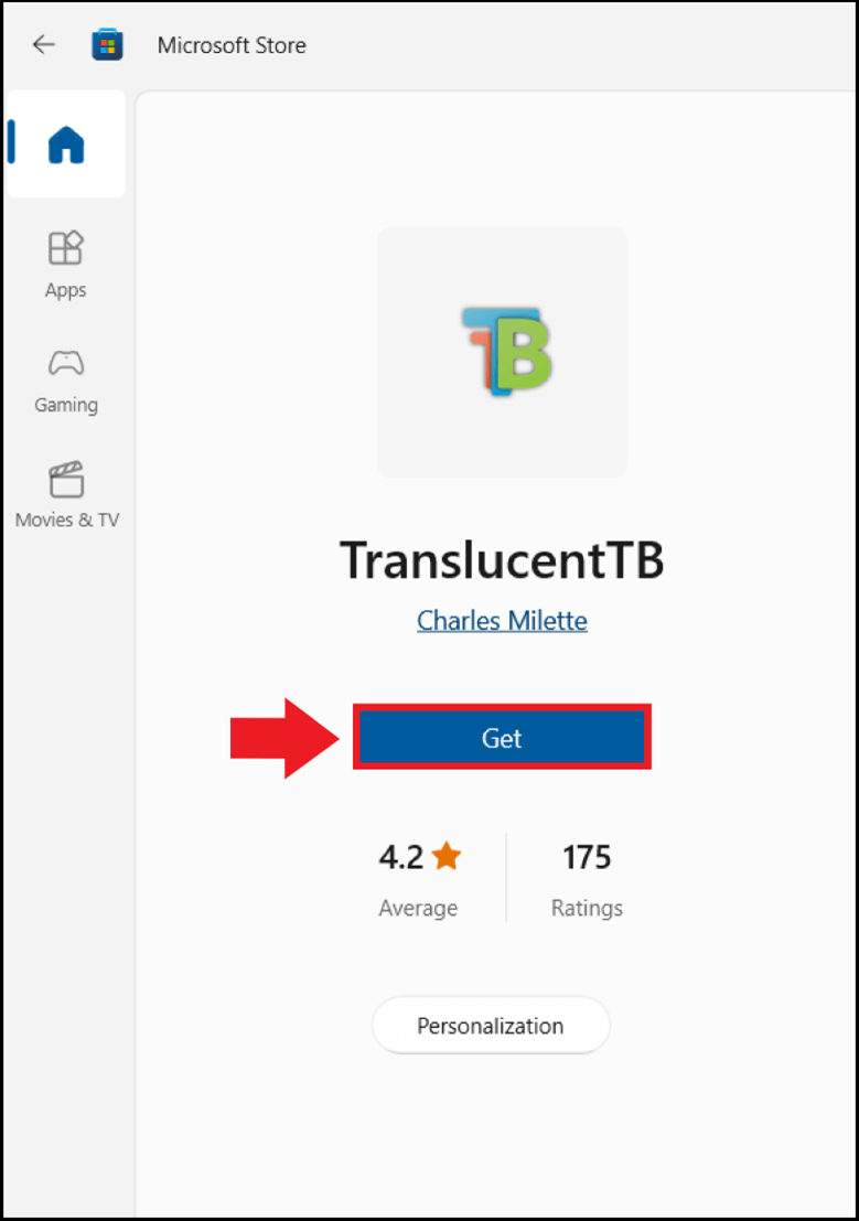TranslucentTB en la Microsoft Store de Windows 11