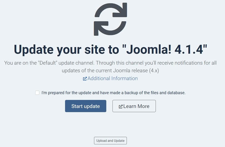 Update Joomla: cuadro de actualizar