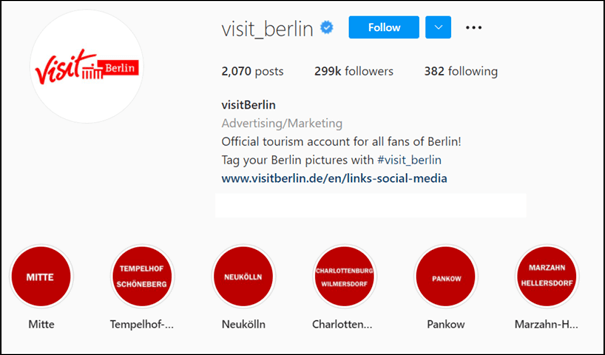 Biografía en Instagram de Visit Berlin