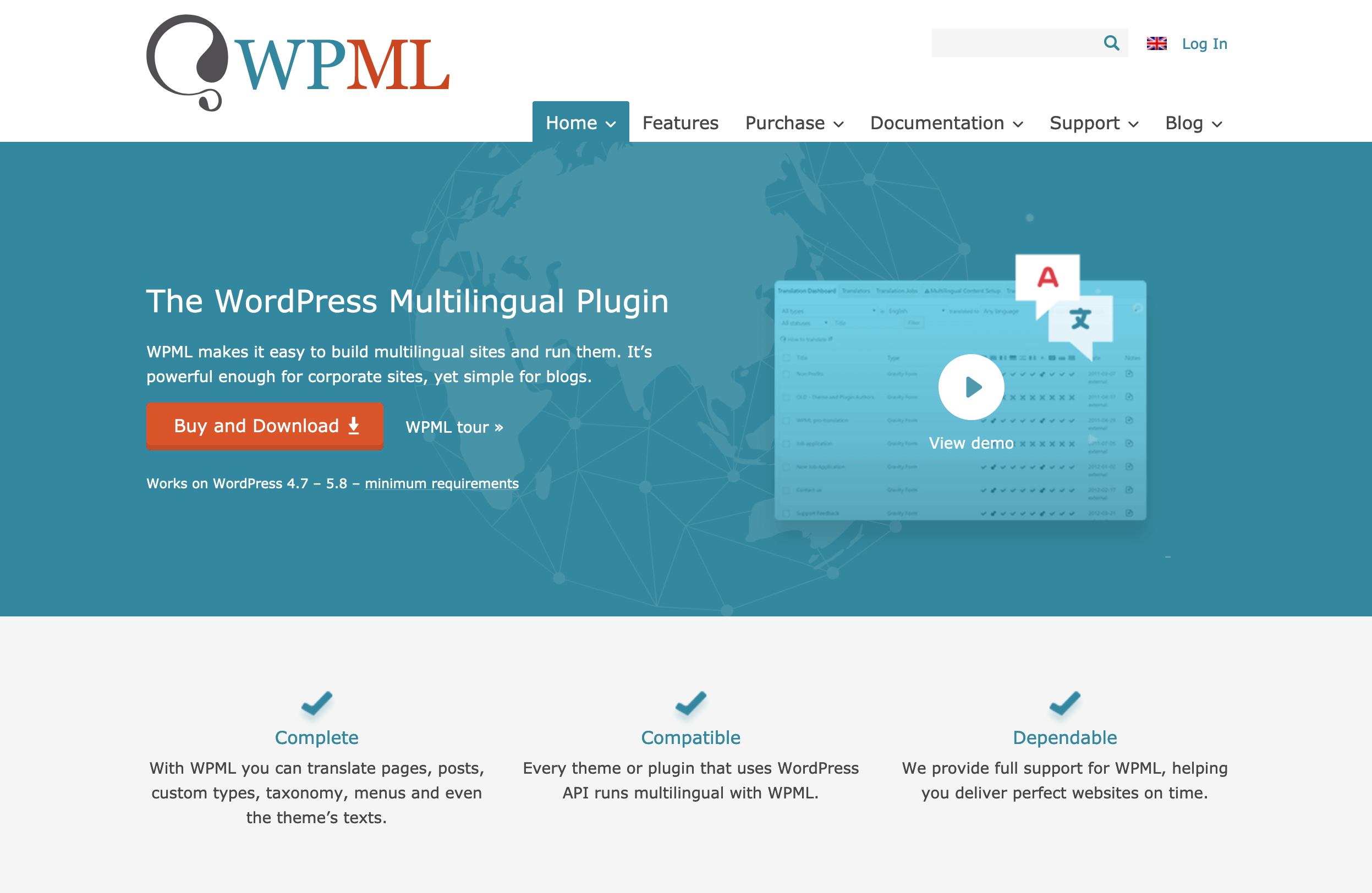 Sitio web del plugin de WordPress WPML