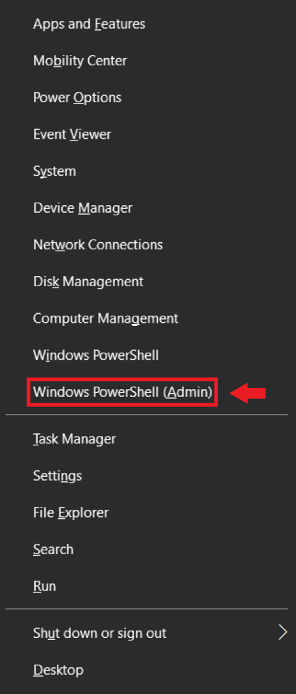 Abre “Windows PowerShell (Administrator)”