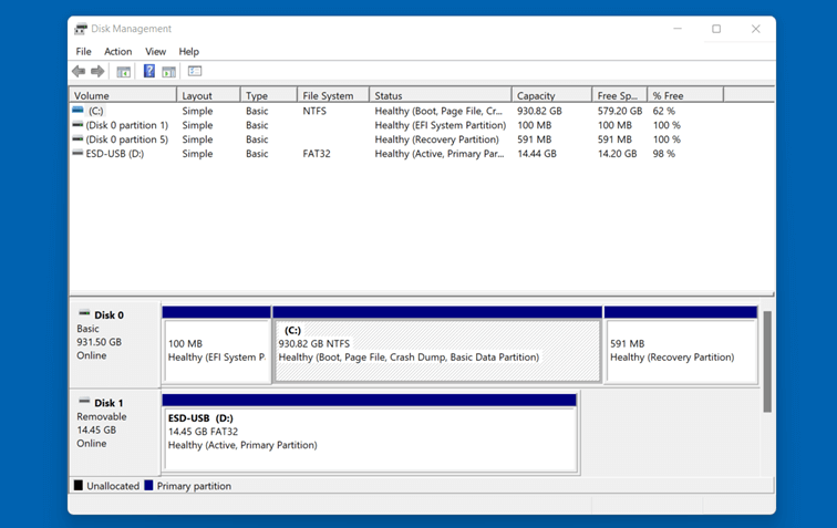 Windows 11: administración de discos