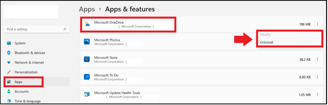 Windows 11: lista de aplicaciones en el menú “Aplicaciones y características”