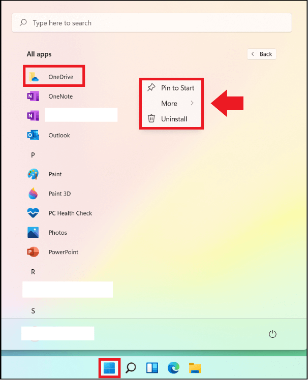 Todas las aplicaciones instaladas en el menú de Inicio de Windows
