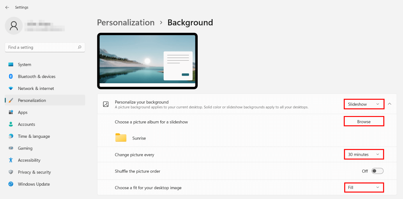 Windows 11: Cambiar el fondo de pantalla a una presentación