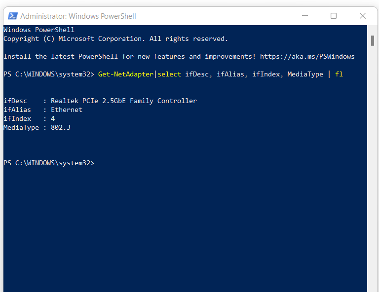 Windows 11: seleccionar adaptador con PowerShell