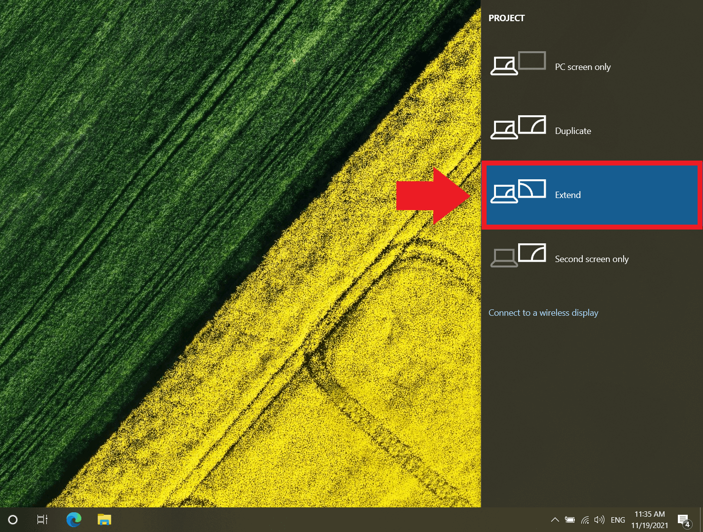 Función de proyección “Ampliar” en Windows para una segunda pantalla
