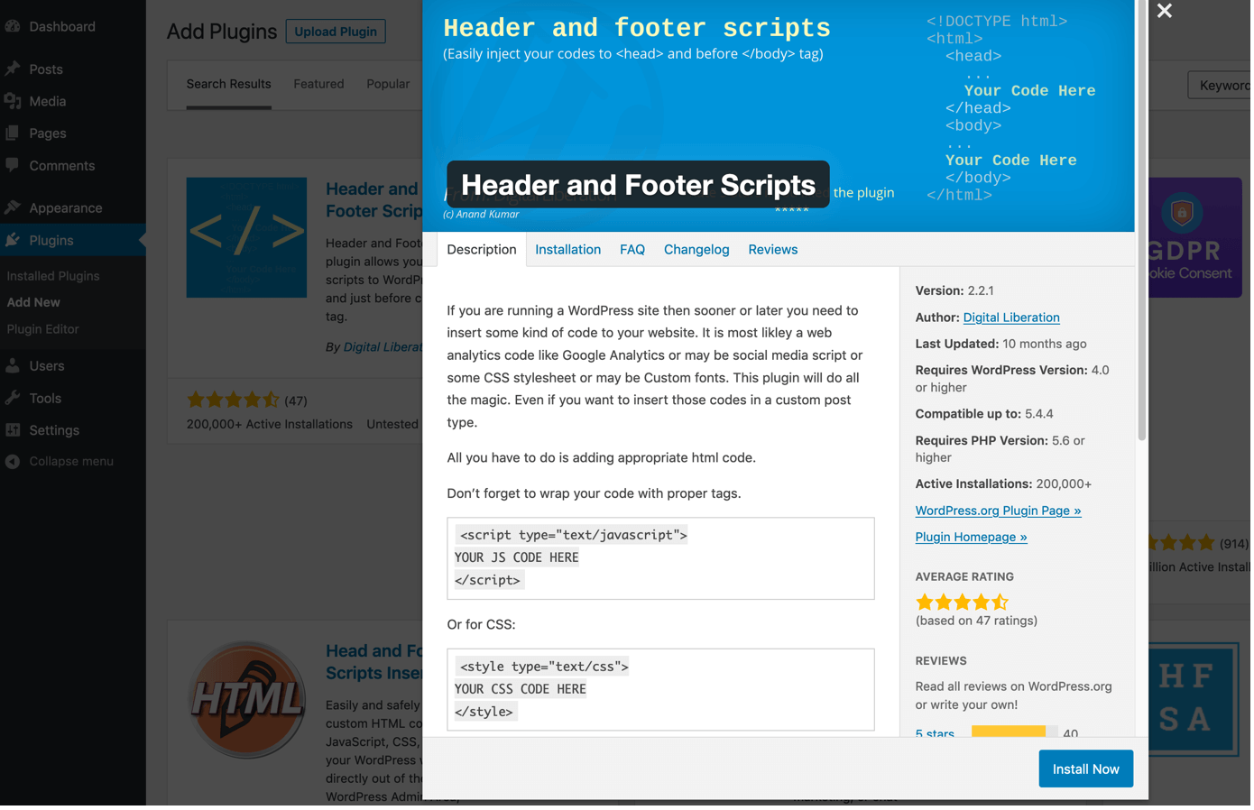 Instala el plugin Header and Footer Scripts