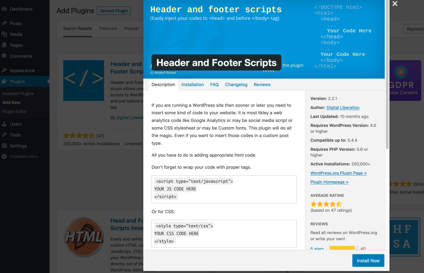 Instala el plugin Header and Footer Scripts
