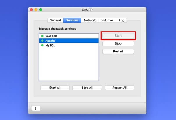 Interfaz de usuario con los módulos instalados de XAMPP