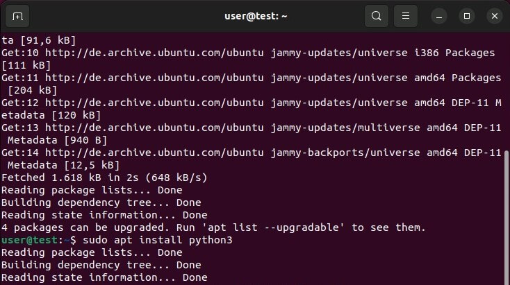 Instalación manual de Python3 en el terminal de Ubuntu