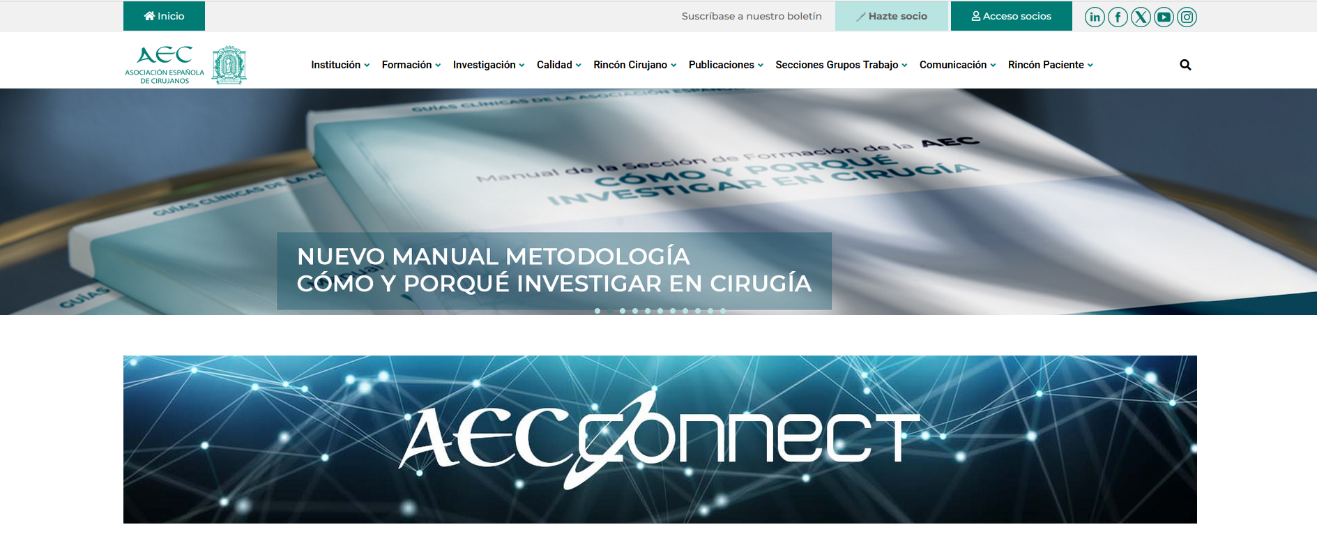 Captura de pantalla de la página web de la Asociación de Cirujanos de España.